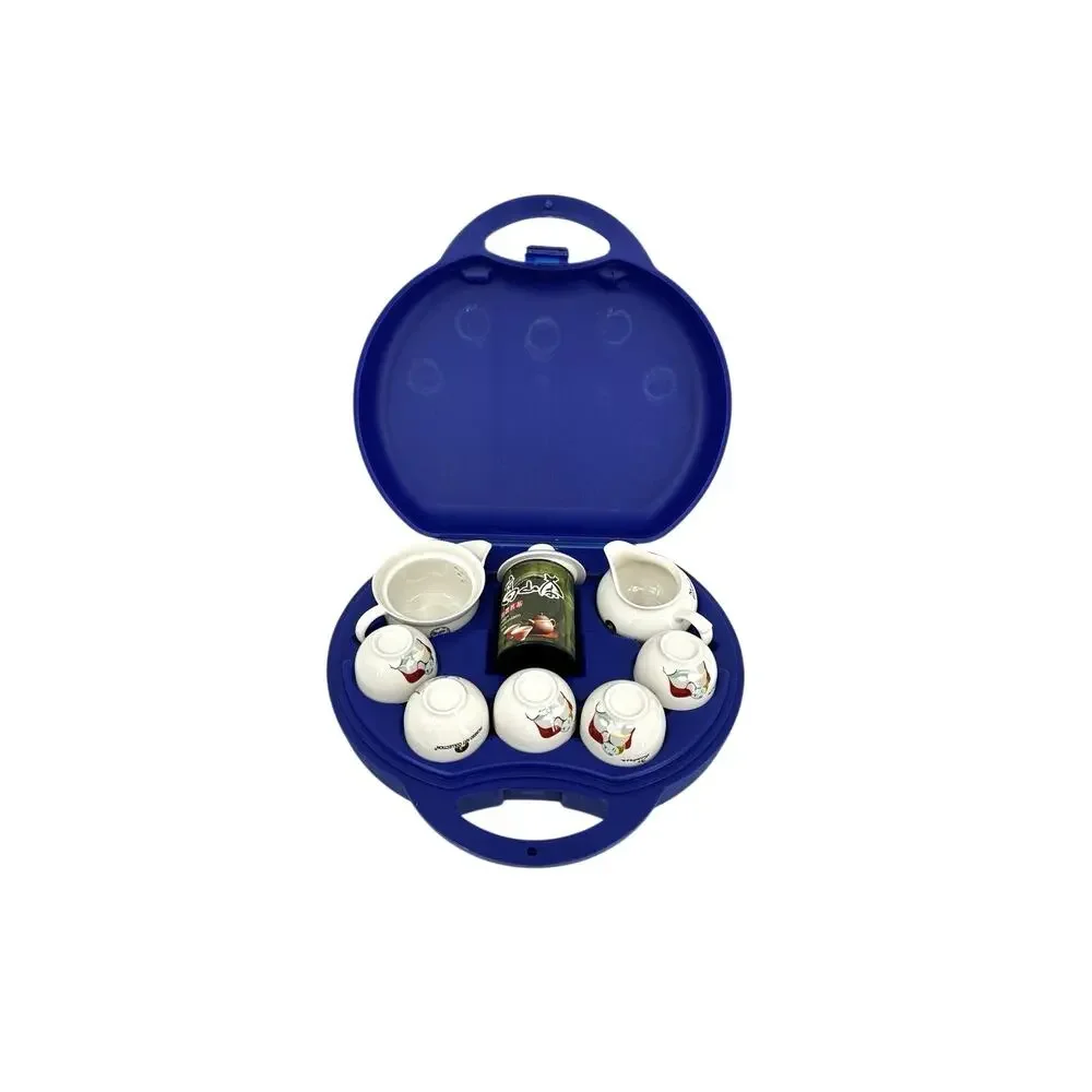 Picasso Art Collection Tea Set in Carry Case 14 Pieces Tea Pot Cups Creamer